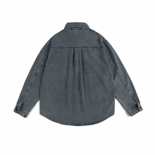 Washed Denim Long Sleeve Button-Up