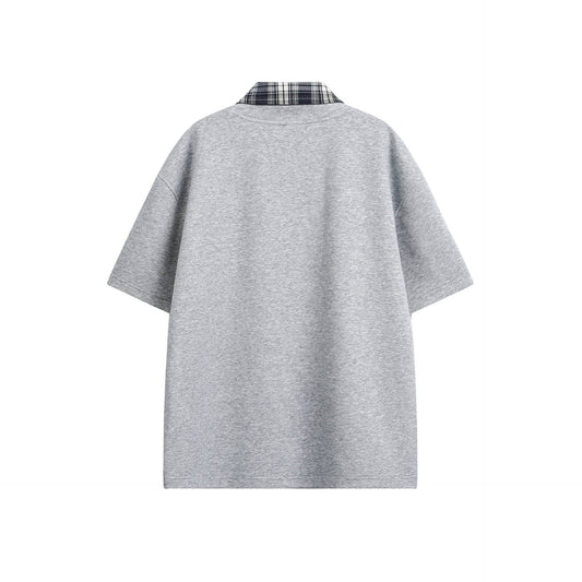 Two-Piece Plaid Patchwork Polo Short Sleeve