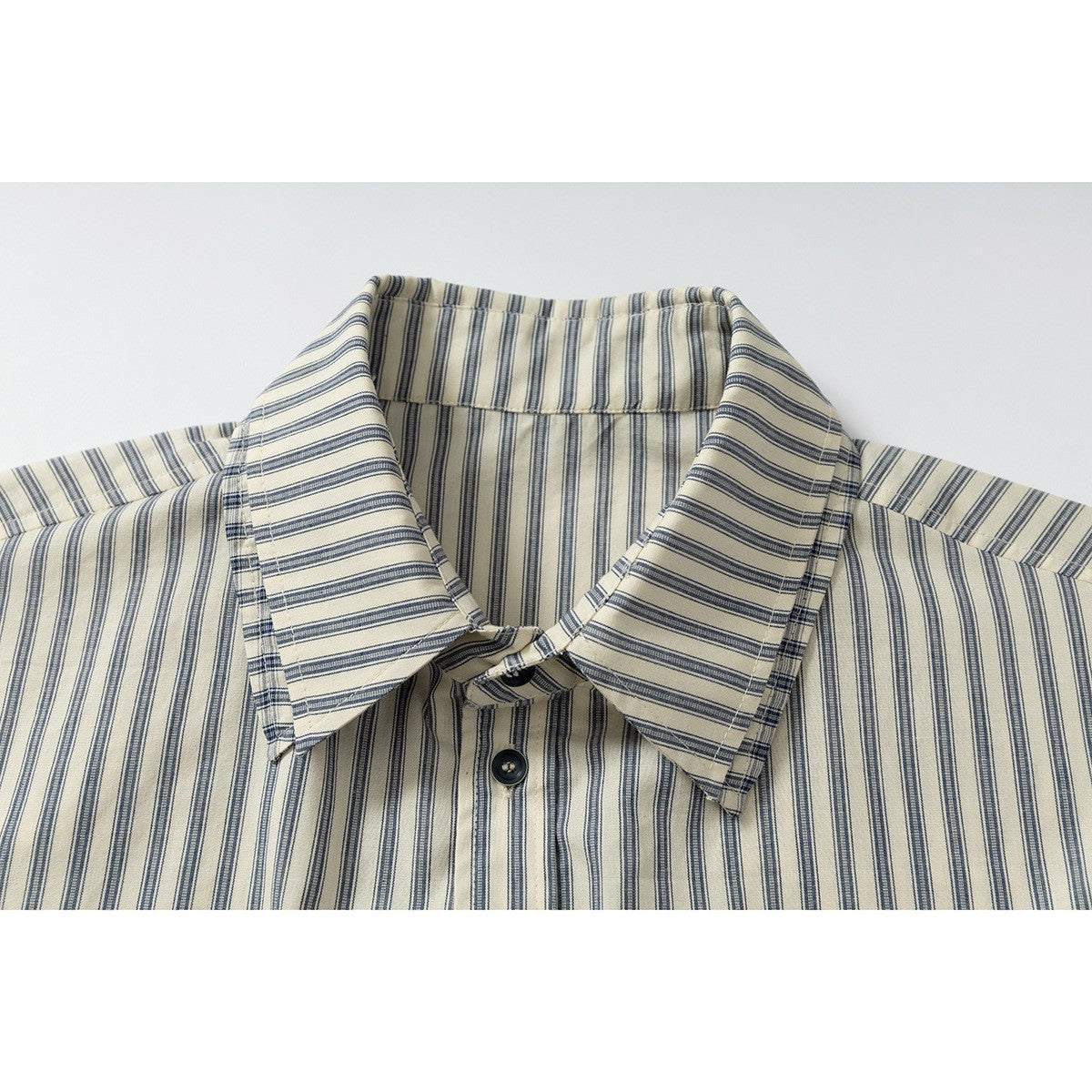 Striped double-layer collar short sleeve Button Up