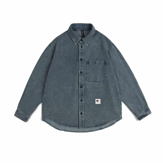 Washed Denim Long Sleeve Button-Up