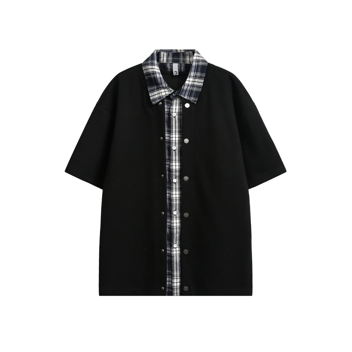 Two-Piece Plaid Patchwork Polo Short Sleeve