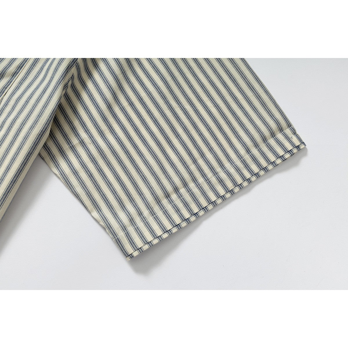 Striped double-layer collar short sleeve Button Up