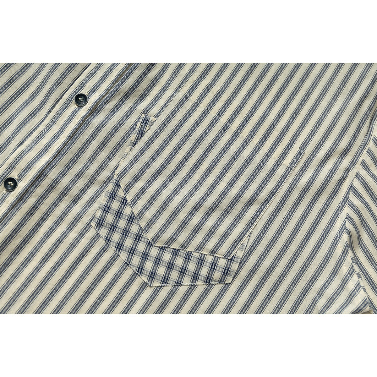 Striped double-layer collar short sleeve Button Up